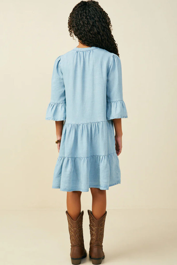 The Hailey Girls Button Down Midi Dress in Tencel