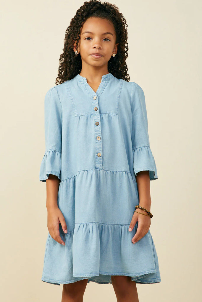 The Hailey Girls Button Down Midi Dress in Tencel