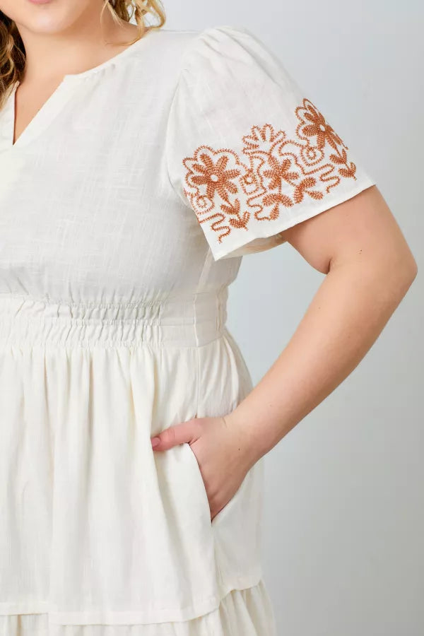Polagram The Gracelyn Embroidered Maxi Dress in Cream 2XL
