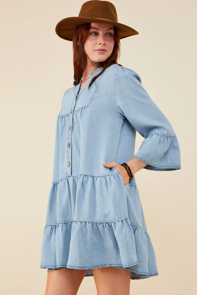The Hailey Button Down Midi Dress in Tencel