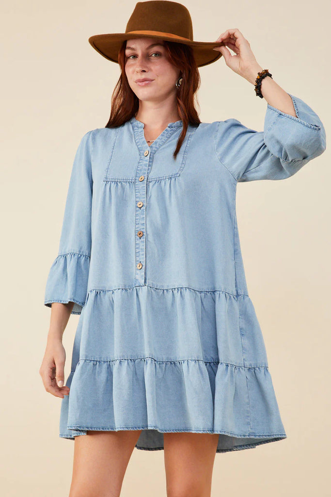 The Hailey Button Down Midi Dress in Tencel