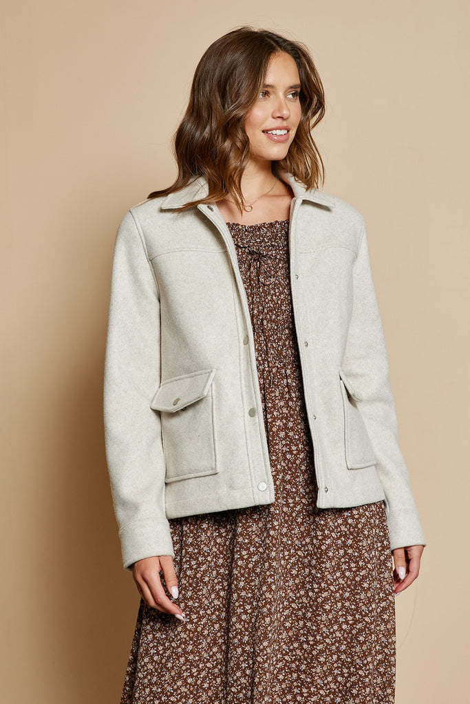 The Heather Pocket Jacket in Oatmeal