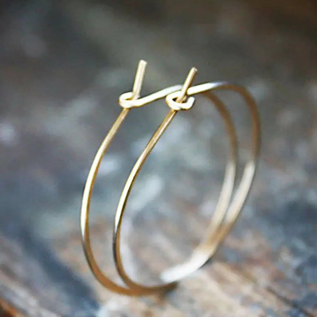 1" Gold Hoop Earrings, 14K Gold