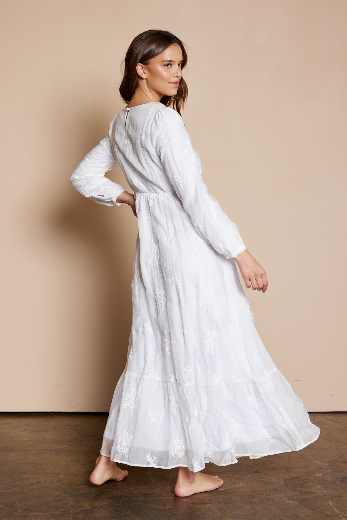 The Indie Embroidered Temple Dress in White S The Indie Embroidered Temple Dress in White S