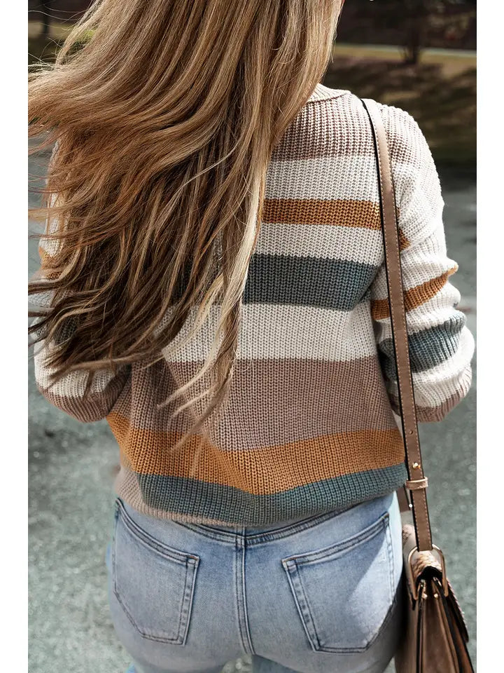 The James Round Neck Color Block Sweater