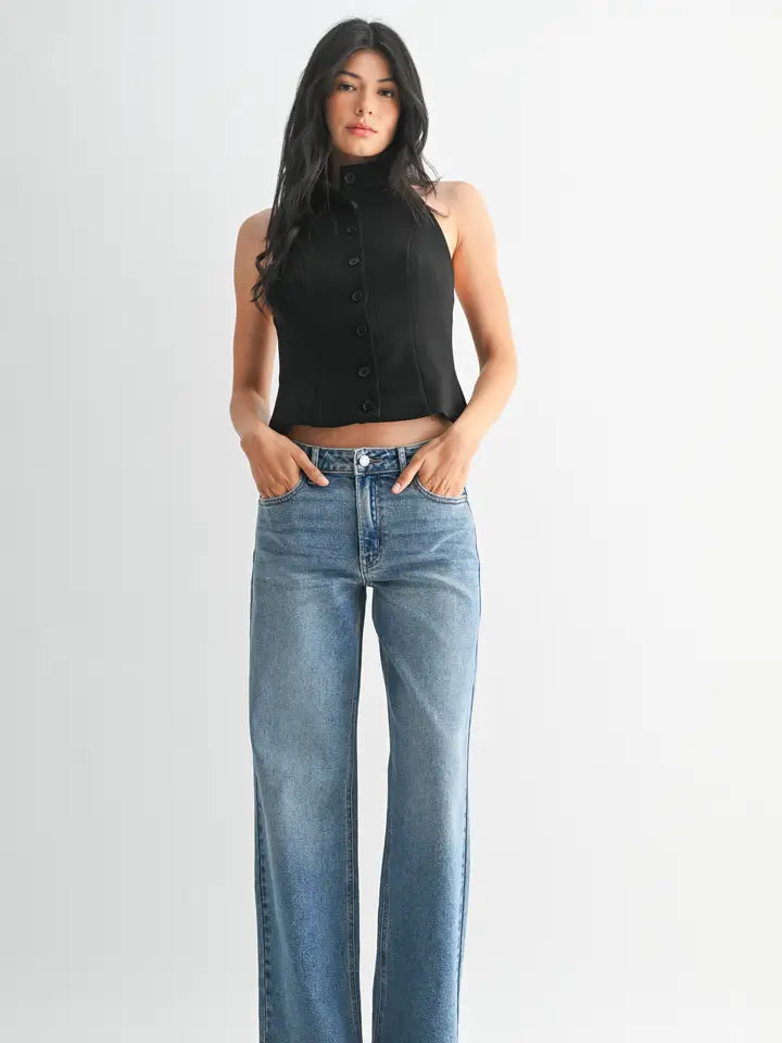 JBD High Rise Straight Jean in Medium Wash
