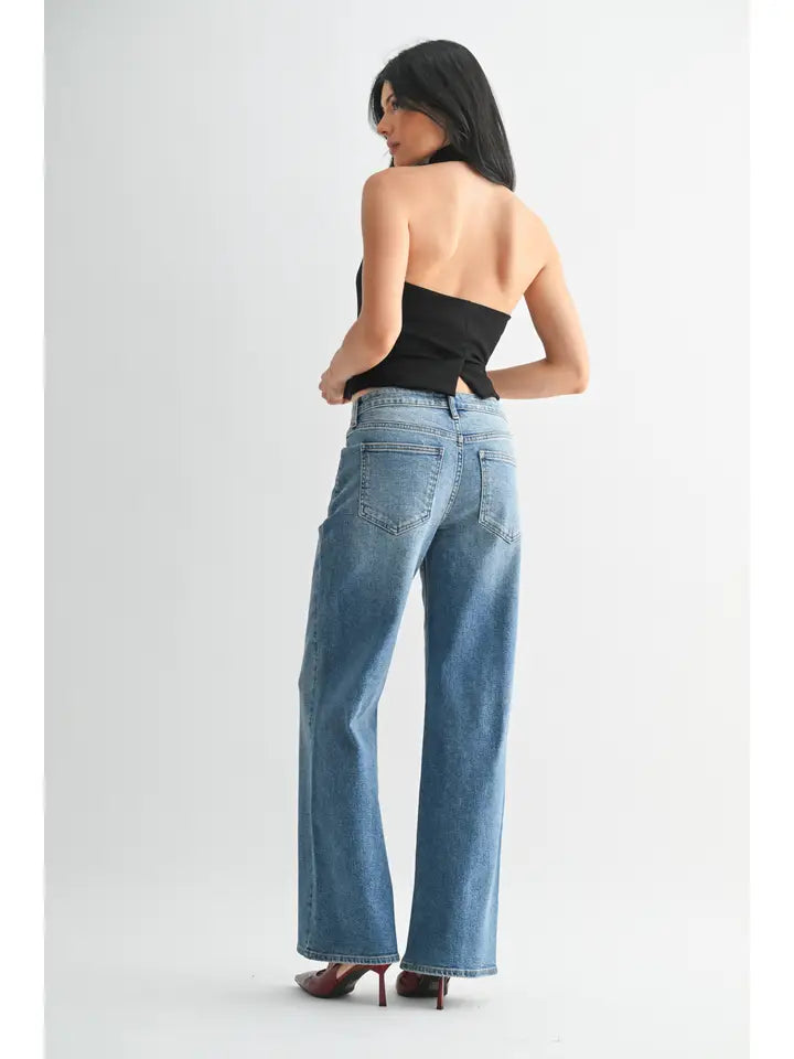 JBD High Rise Straight Jean in Medium Wash