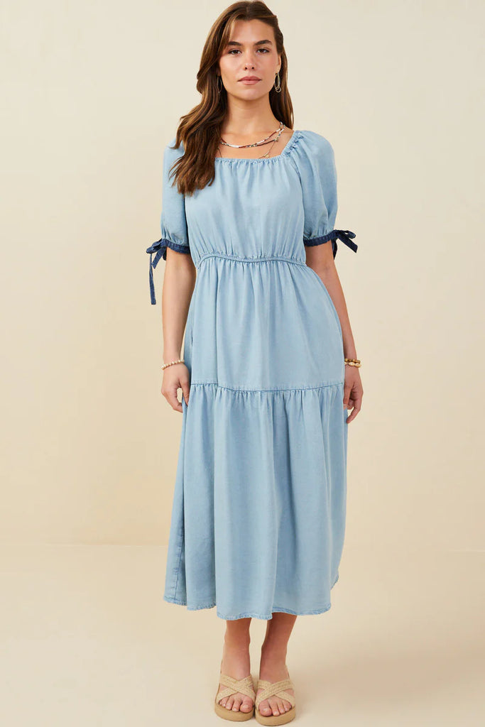 The Julia Contrast Tie Washed Tencel Dress