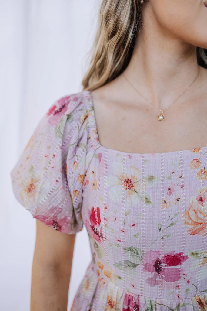 The Juliet Midi Dress in Floral Pink