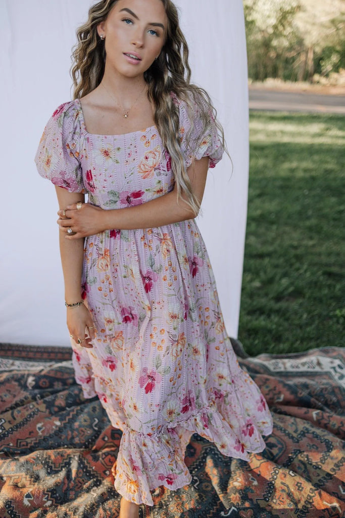 The Juliet Midi Dress in Floral Pink