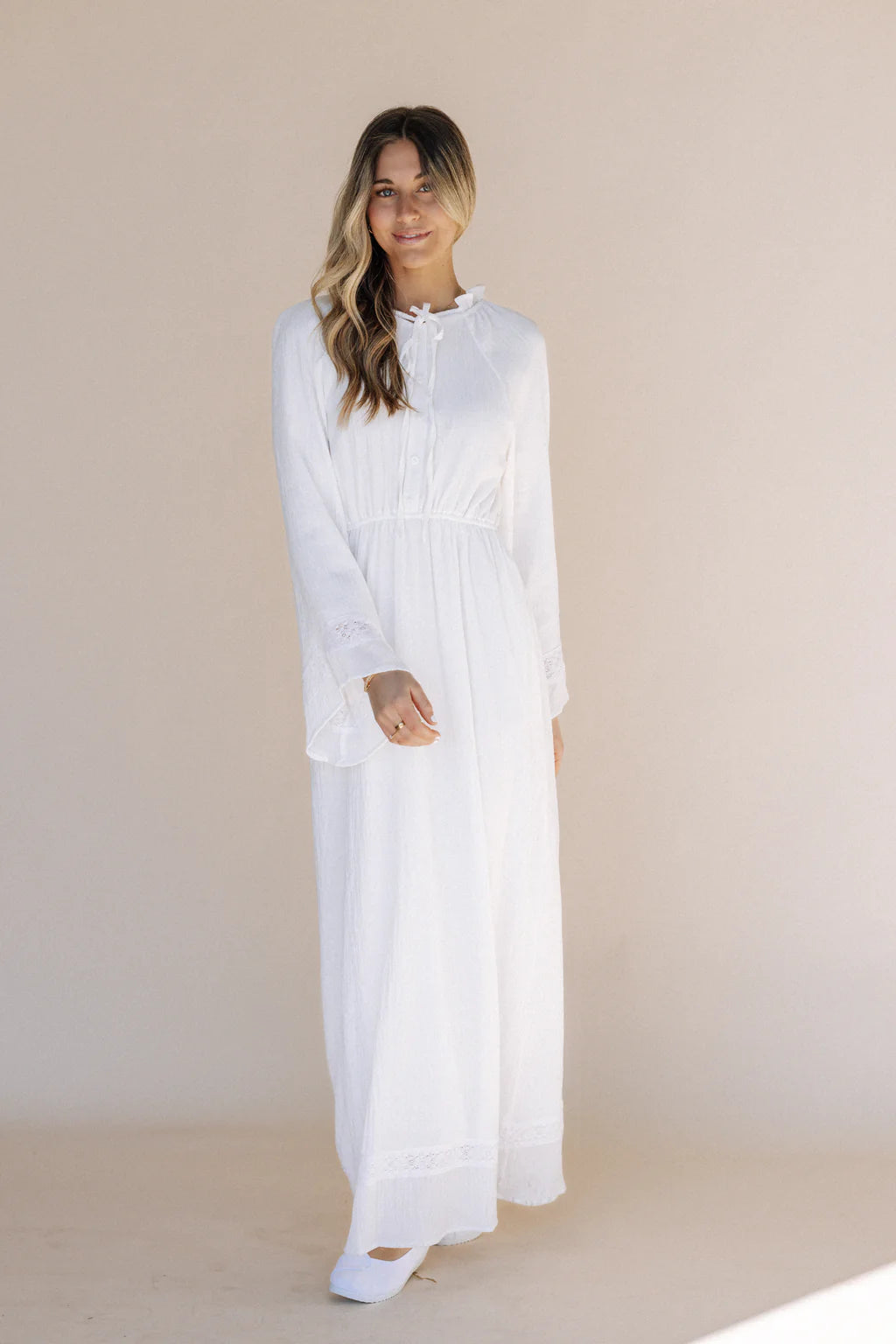 The Layla Boho Temple Dress in Creamy White L
