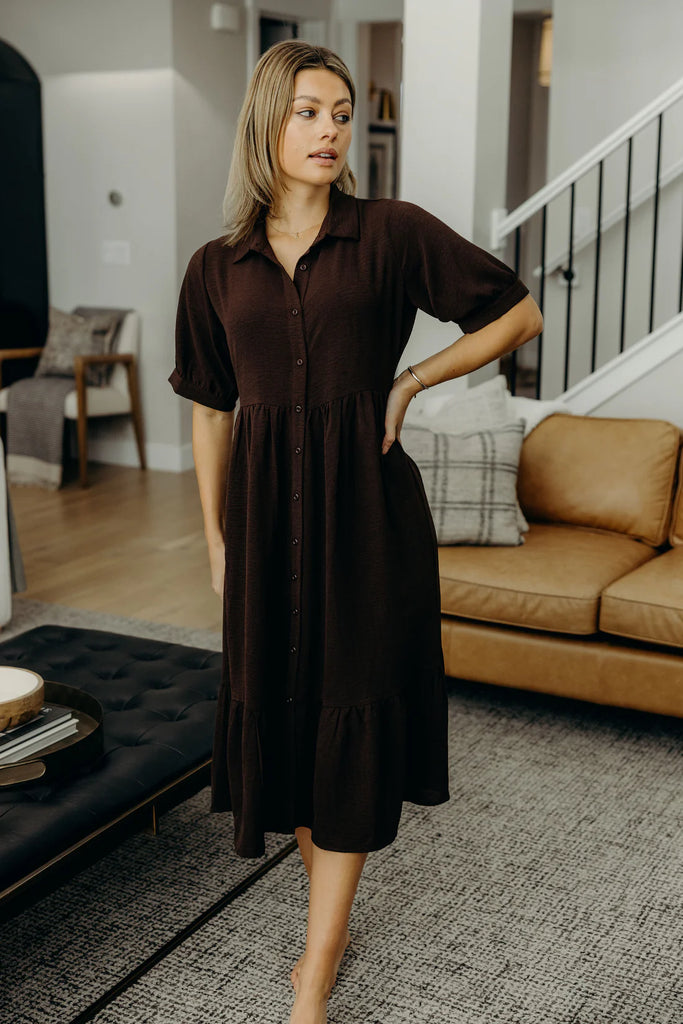 The Leo Midi Dress in Espresso