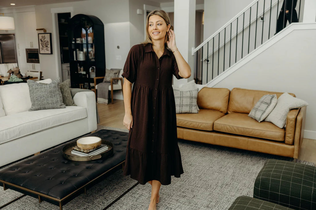 The Leo Midi Dress in Espresso