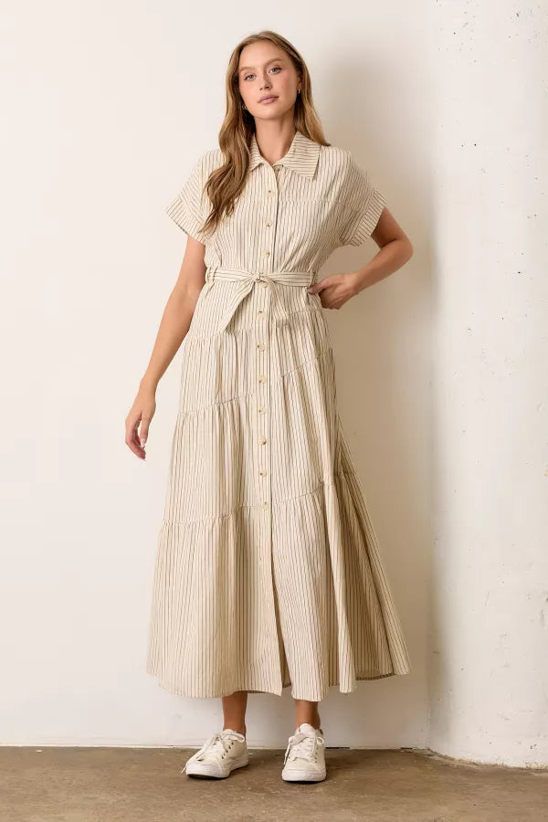 The Lissy Striped Maxi Dress in Cream/Black