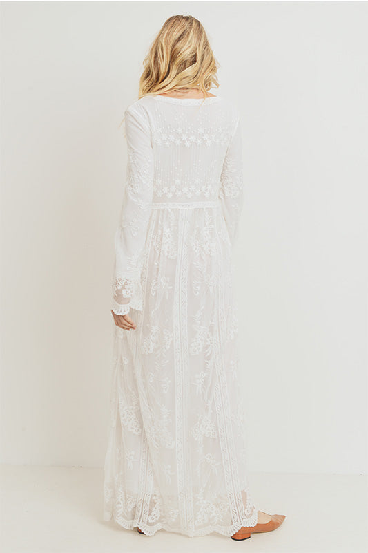 The Margaret Lace Temple Dress in White