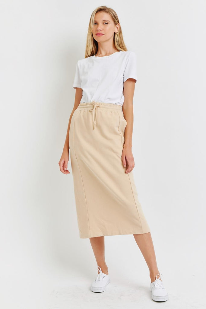 The Marie Straight Skirt in Beige