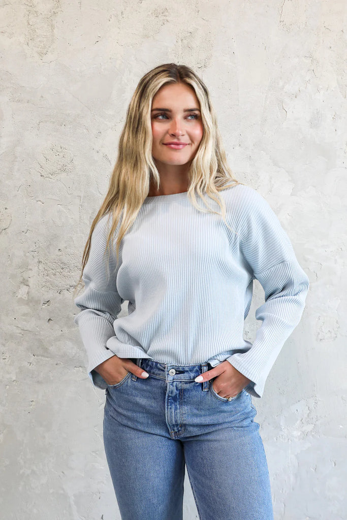 The Mercedes Oversized Sweater in Baby Blue