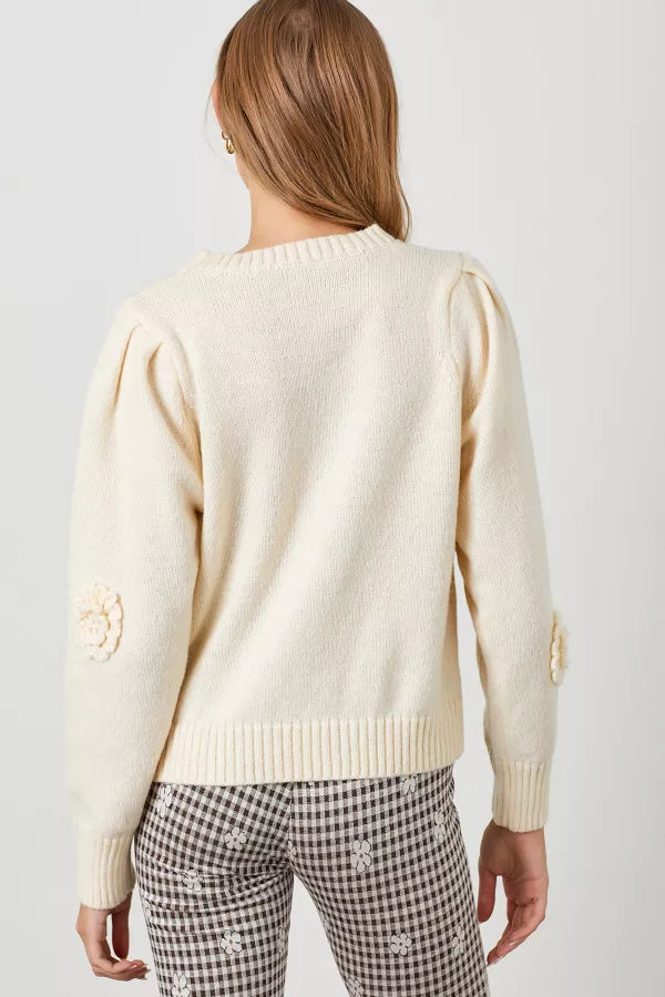 The Myra Floral Sweater in Cream