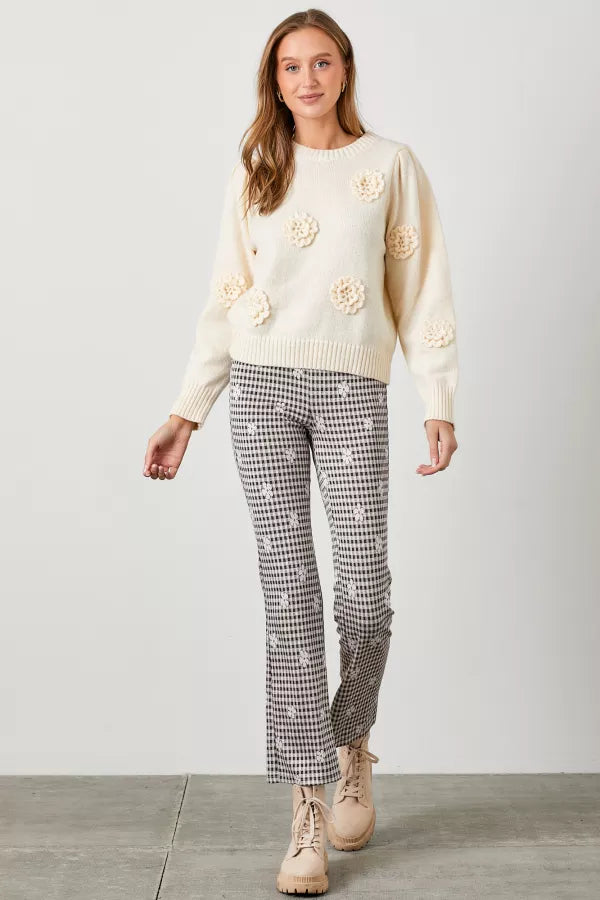 The Myra Floral Sweater in Cream