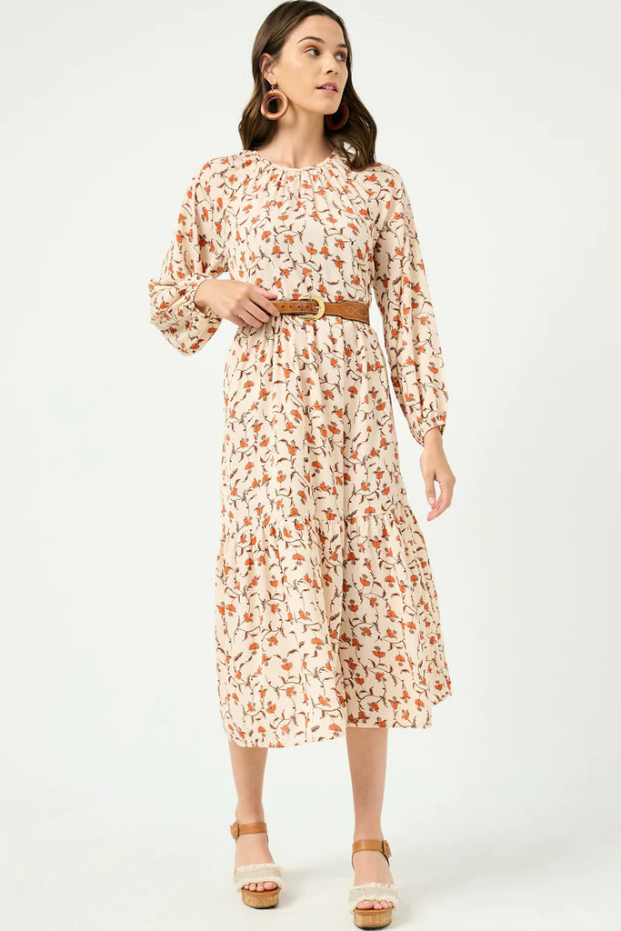 The Nita Antique Floral Maxi Dress in Ivory