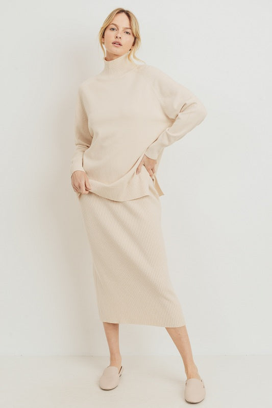The Anita High Neck Sweater in Oatmeal