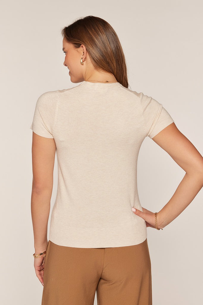 The Maggie Short Sleeve Sweater in Oatmeal