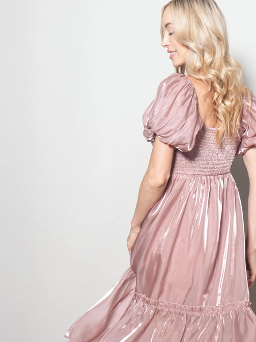 The Ceri Silky Organza Dress in Dusty Pink L The Ceri Silky Organza Dress in Dusty Pink L