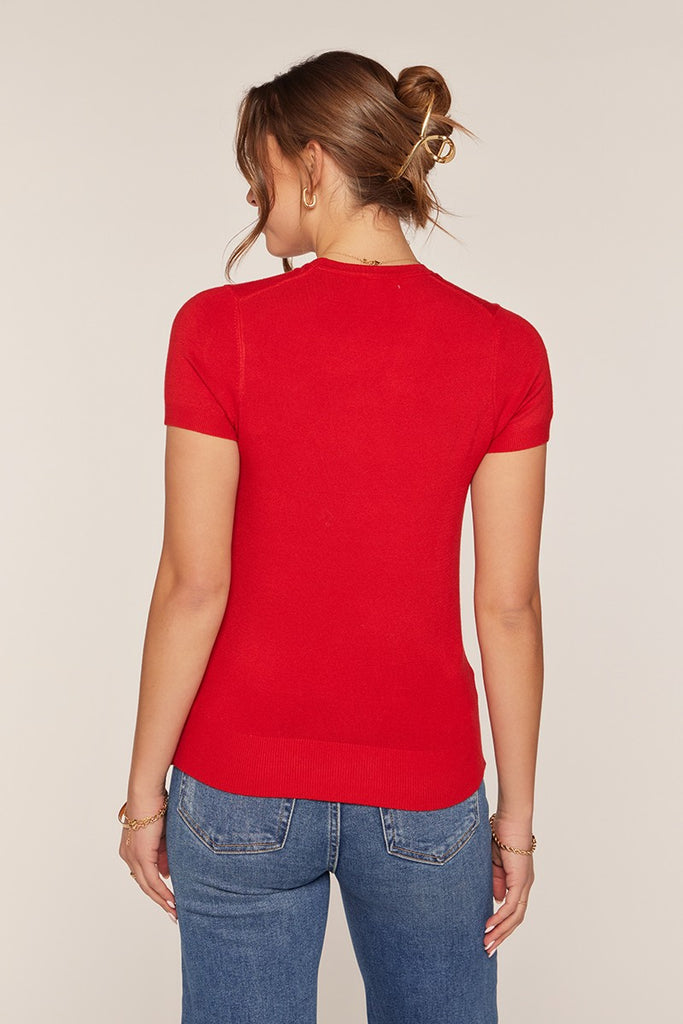 The Maggie Short Sleeve Sweater in Red