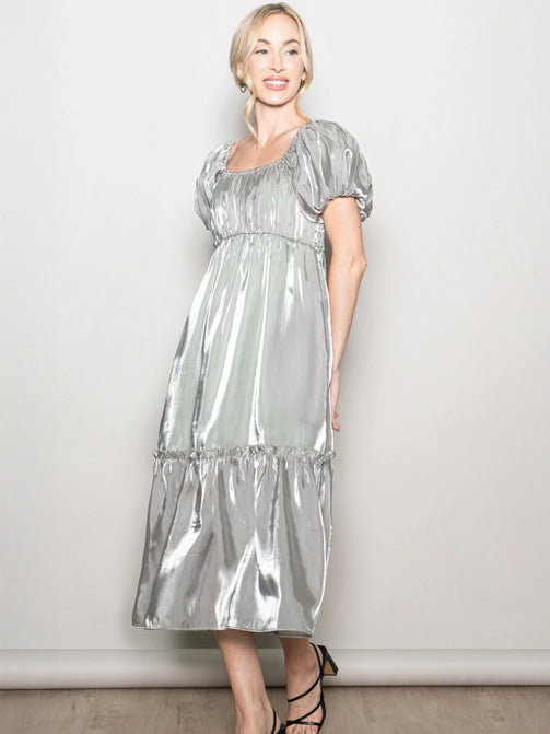 The Ceri Silky Organza Dress in Sage