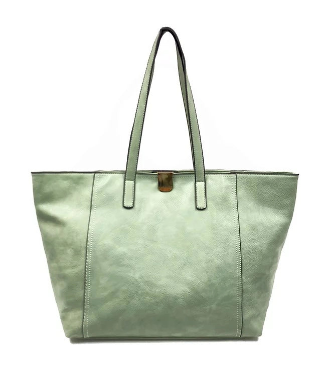 Flip Lock Slouchy Tote Temple Bag in Light Sage