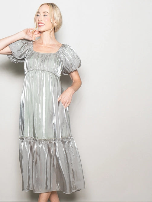 The Ceri Silky Organza Dress in Sage