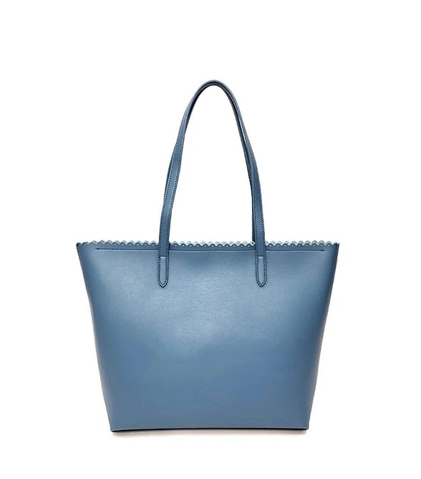 Scalloped Edge Tote Temple Bag in Slate Blue