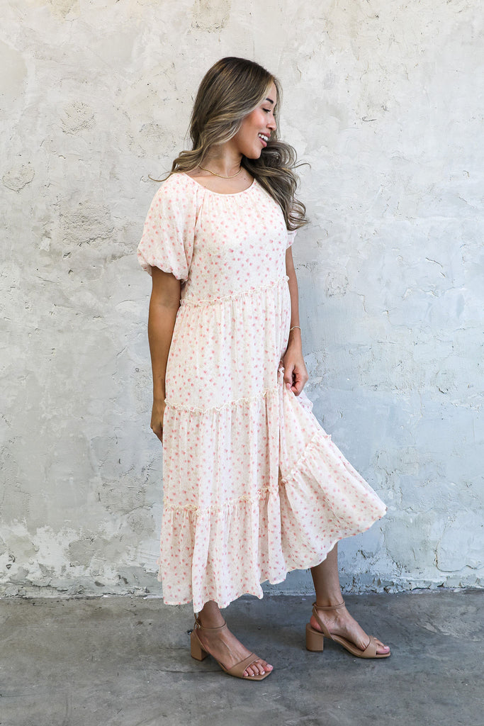 The Serena Maxi Dress in Pink Watercolor