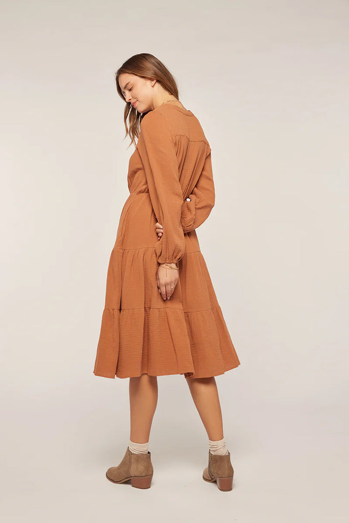 The Shelton Button Down Dress in Almond