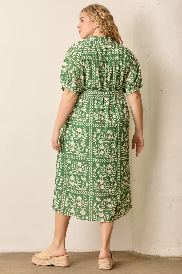 The Sienah Tie Strap Shirts Dress in Green