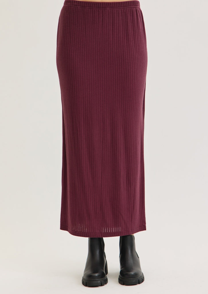 The Krysta Ribbed Waist Pencil Skirt Purple