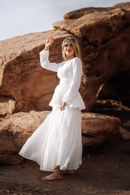 The Stella Tiered Temple Skirt Creamy White