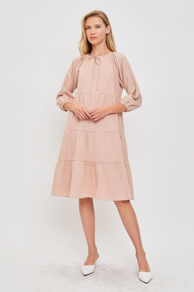 The Tara Tiered Midi Dress in Blush
