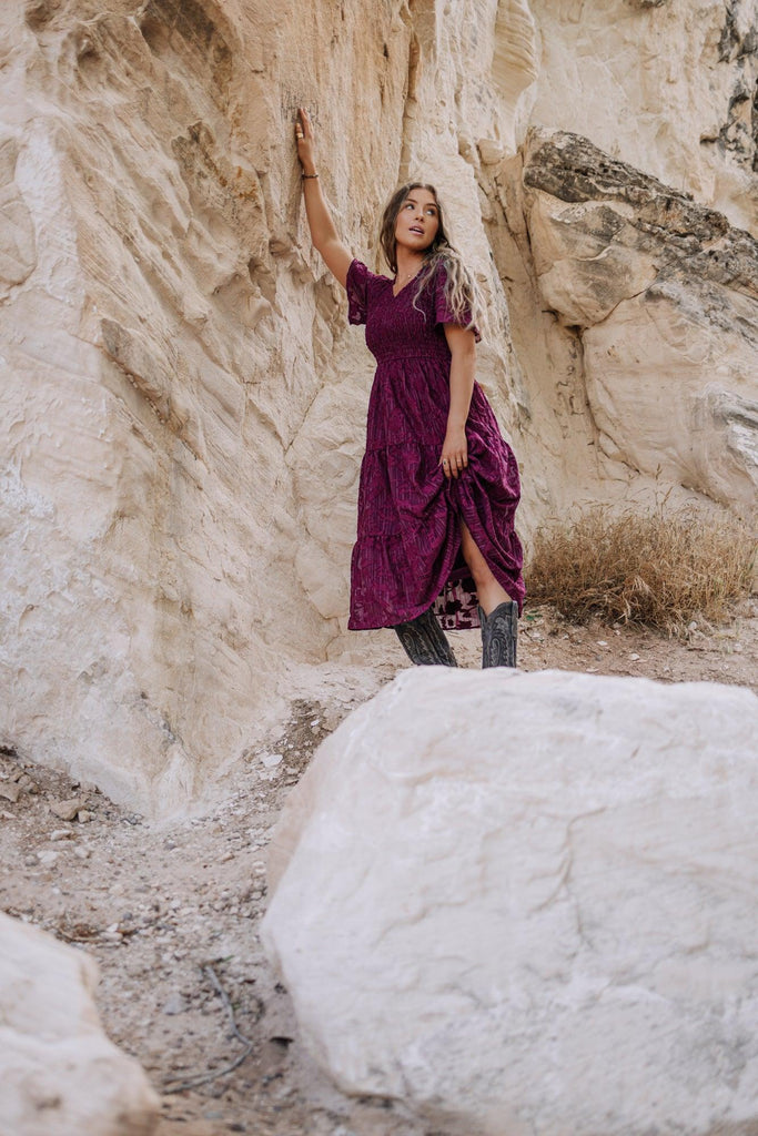 The Tayla Midi Dress in Maroon