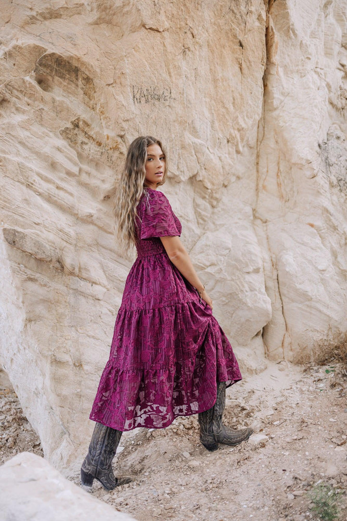 The Tayla Midi Dress in Maroon