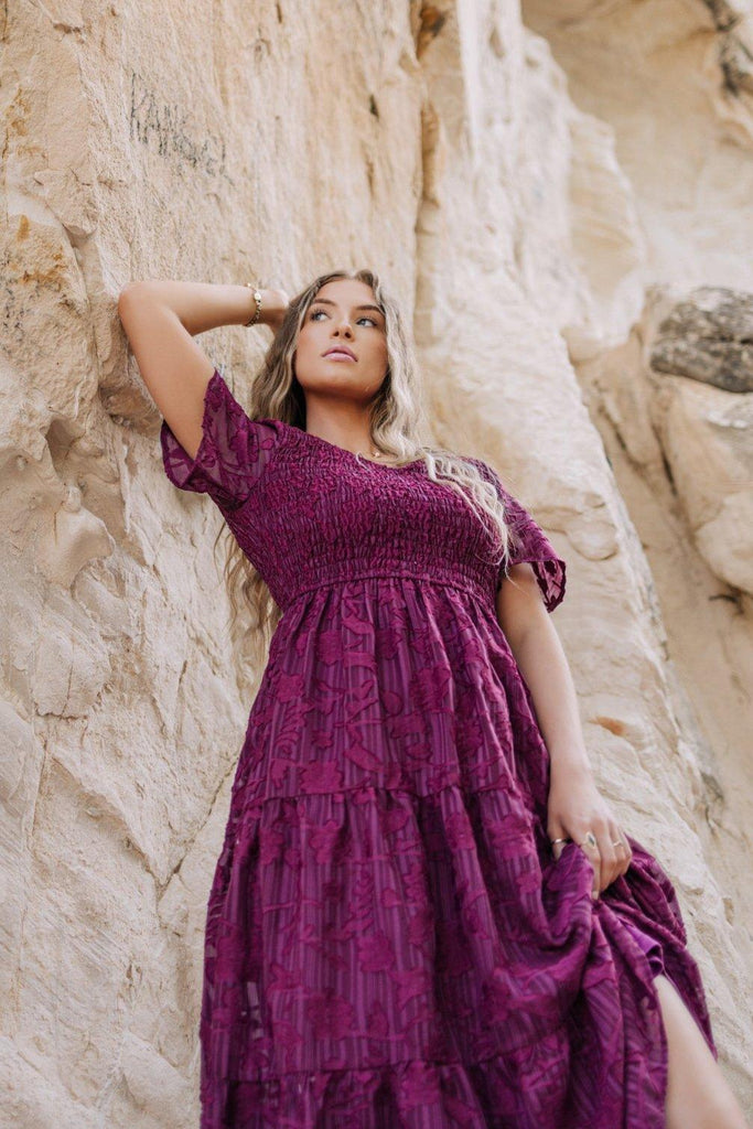 The Tayla Midi Dress in Maroon