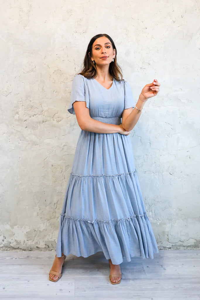 The Taylor Maxi Dress in Chambray Blue