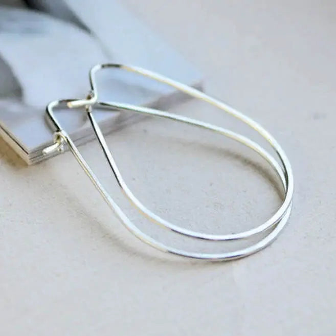 Sterling Silver Teardrop Hoop Earrings