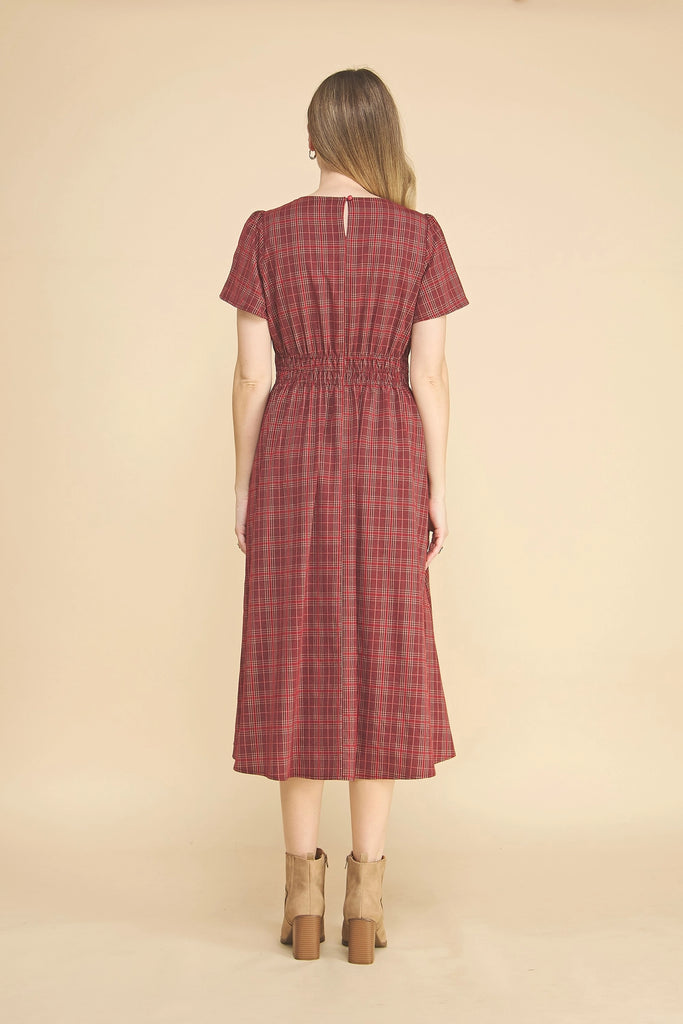 burgundy tartan dress The Truely Plaid in A-line Tulle Gray Blue Quick Ship soft material for comfort Color:Ivory/Black