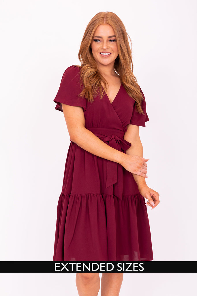 The Elyse Midi Dress in Claret Red