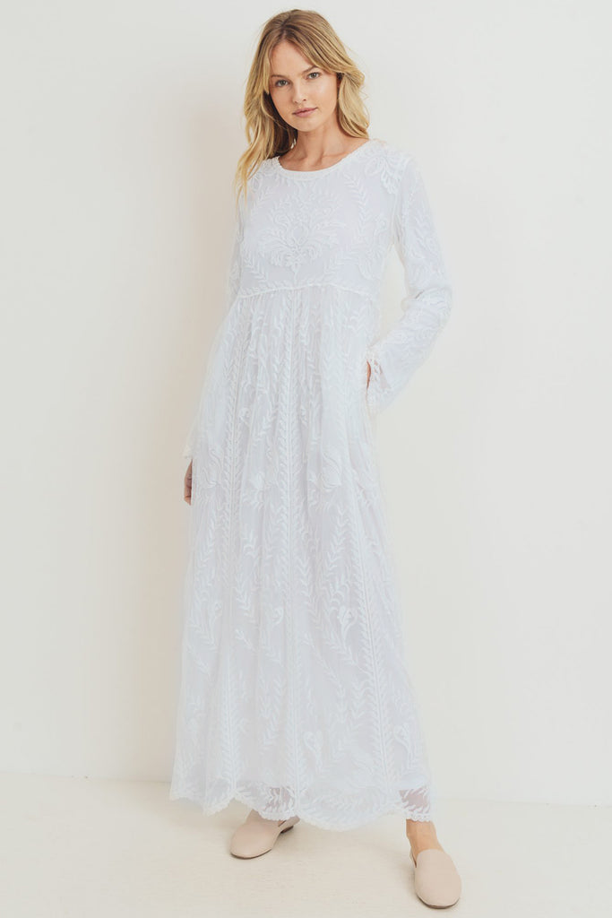 The Faith Lace Dress (Front) - LDS White Temple Dress from Colby & Claire