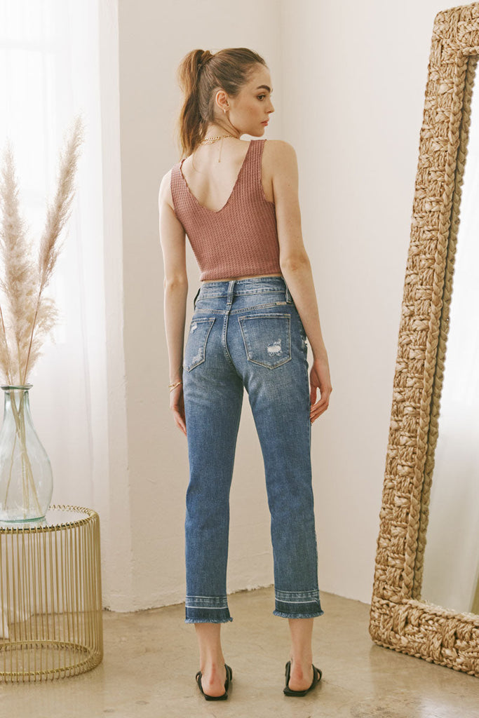 KanCan Georgia Ultra High Rise Slim Straight Jeans in Dark Wash  alt tag: