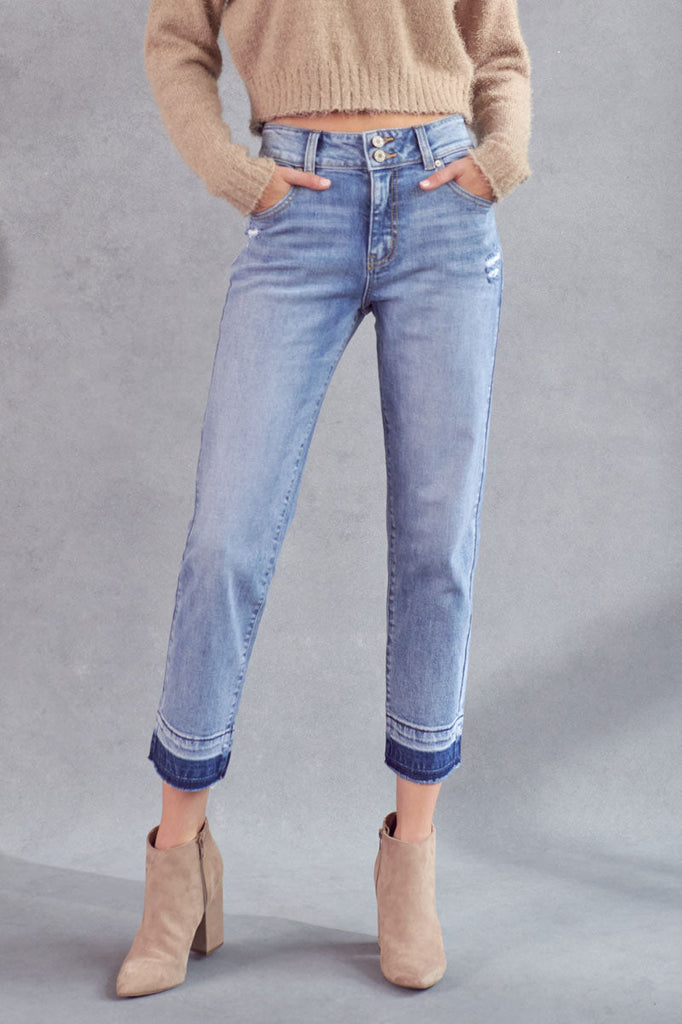 KanCan Georgia Ultra High Rise Slim Straight Jeans in Medium Wash