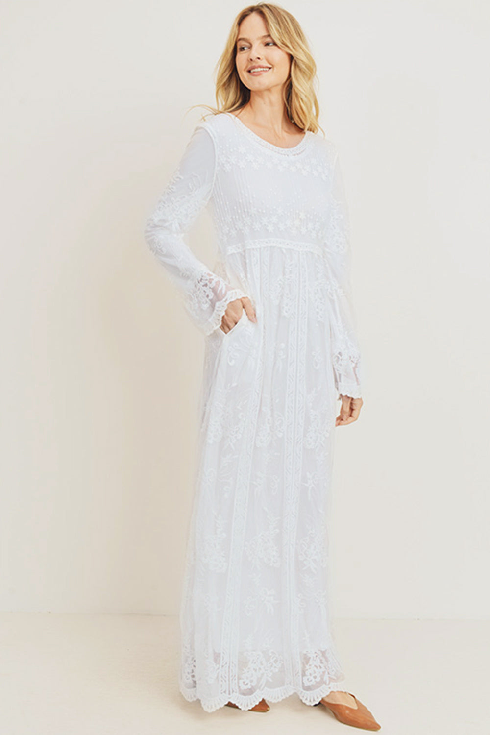 The Audrey Lace Temple Dress with Pockets1