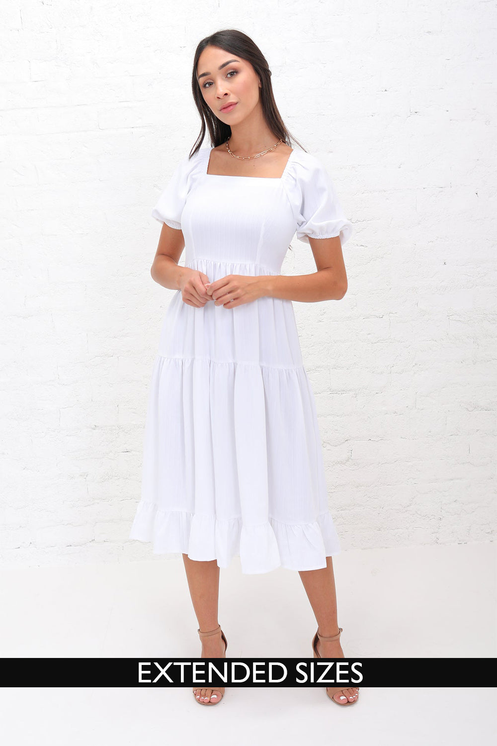 Dresses - White Poppy Midi Dress